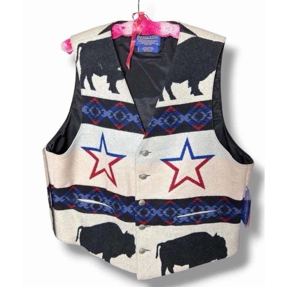 Vintage Pendleton Vest XL NWT Buffalo Stars High Grade Western Wear Blanket Wool